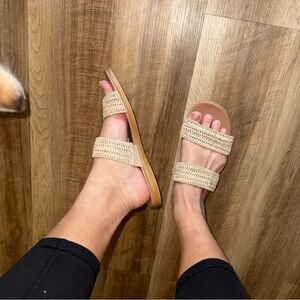 Steve Madden Beige Woven Flat Sandals